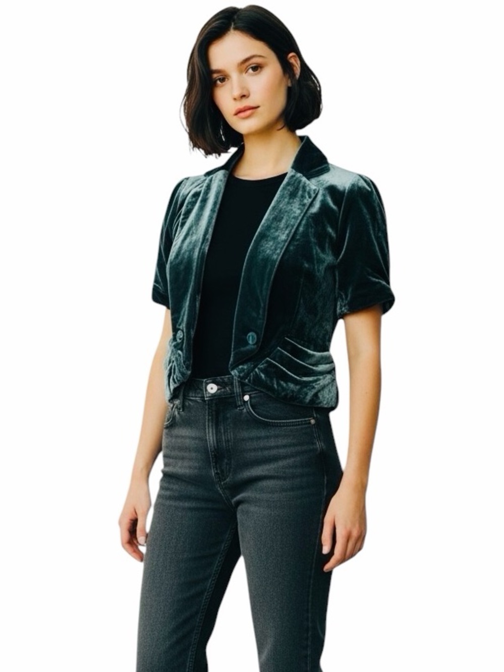 Elevenes for Anthropologie Velvet & Silk Cropped Jacket.